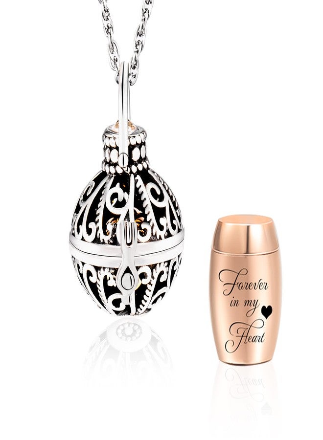 Gredstar Vintage Hollow Flower Urn Necklace for Ashes Forever in my heart Memorial Locket Pendant Jar Keepsake Cremation Jewelry - Image 1